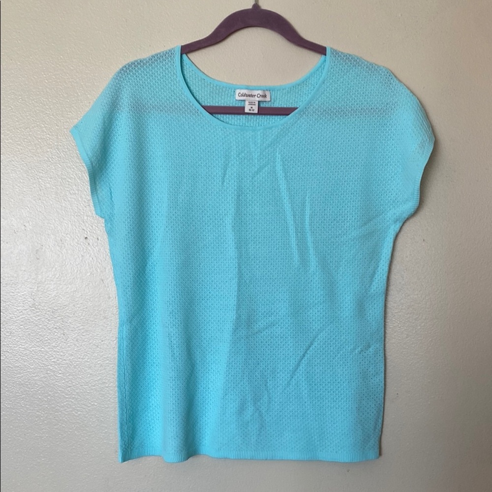 Coldwater Creek  Knit  Blouse with Jeweled Crew Neck.
